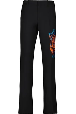 OFF-WHITE Bukser, Herre, Sort, L, Graf Print Bukser med Lige Snit