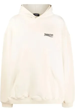 Balenciaga Sweathshirts & Hoodies, Herre, , M, Bomuld, Creme Logo Print Bomuld Hoodie