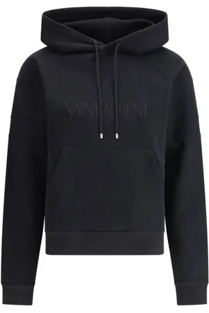Saint Laurent Sweathshirts & Hoodies, Dame, Sort, S, Logo Broderet Hættetrøje