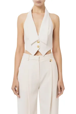 Elisabetta Franchi Jakke, Dame, Hvid, M, Polyester, Elegant Moderne Kvinders Kjole