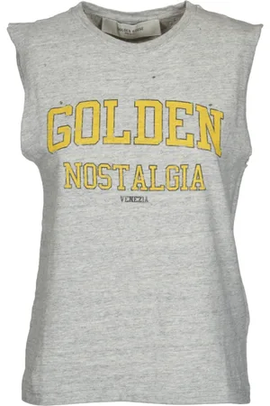Golden Goose Top, Dame, Grå, L, Bomuld, Vintage Grå Ærmeløs Top I Bomuld
