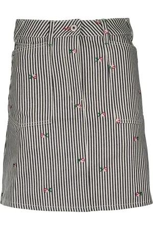 Kenzo Nederdel, Dame, Sort, W27, Bomuld, Stribet Mini Nederdel