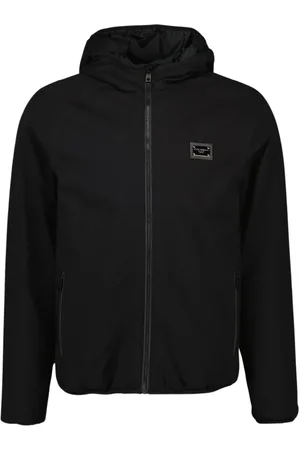 Dolce & Gabbana Jakke, Herre, Sort, L, Uld, Logo Plaque Windbreaker Jakke