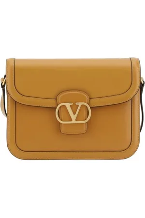 VALENTINO GARAVANI Taske, Herre, Brun, ONE SIZE, Uld, Læder skuldertaske med VLogo plakette