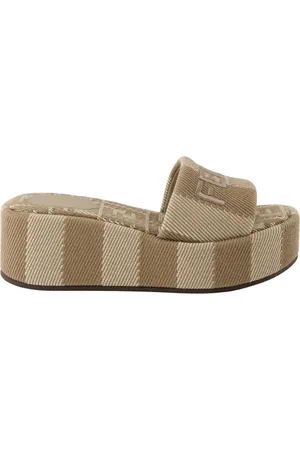 Fendi Sko, Dame, Brun, 39 EU, Bomuld, Brun Sunshine Sandaler Slip-On Platform