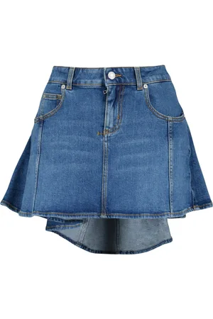 Alexander McQueen Nederdel, Dame, Blå, XS, Denim, Denim Mini Nederdel Rynket Finish