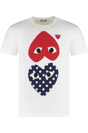 Comme des Garçons Top, Herre, Hvid, XL, Bomuld, Logo Patch Bomuld T-shirt