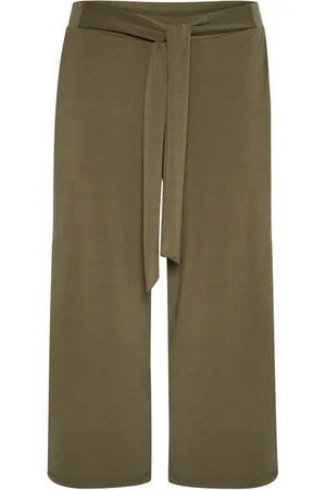 Kaffe Bukser, Dame, Grøn, 2XL, Polyester, Cropped Loose Fit Bukser Grape Leaf