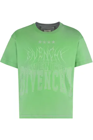 Givenchy Top, Herre, Grøn, M, Bomuld, Ribbet crew-neck T-shirt i bomuld