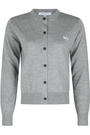 Maison Kitsuné Strik, Dame, Grå, XS, Uld, Grå Uldstrik Trøje
