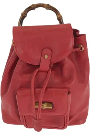 Gucci Pre-owned, Dame, Rød, ONE SIZE, Uld, Pre-owned Laeder rygsaekke