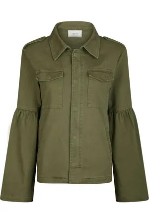 Neo Noir Jakke, Dame, Grøn, XS, Tyl, Army Style Jakke med Brede Ærmer