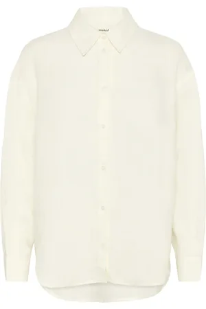 Soaked in Luxury Bluser & Skjorter, Dame, Hvid, S, Uld, Hvid Hør Skjorte med Krave