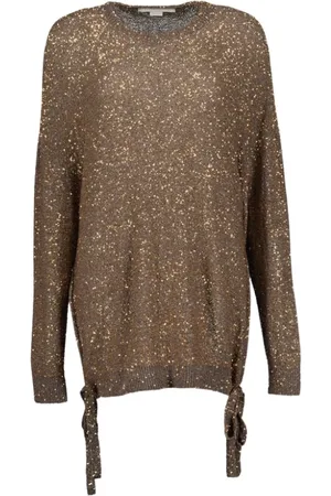 Stella McCartney Strik, Dame, Brun, 2XS, Paillet Pullover Sweater