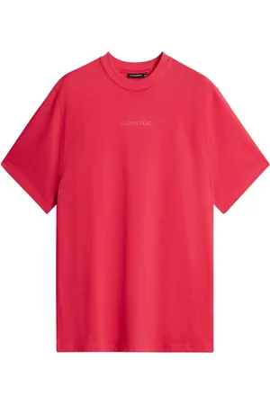 J Lindeberg Top, Herre, Lyserød, L, Bomuld, Rosa Bomuld T-shirt med Trykt Logo