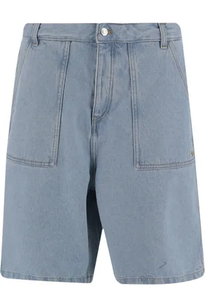 Maison Kitsuné Shorts, Herre, Blå, W33, Denim, Denim Shorts med Ræv Broderi