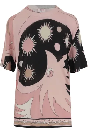 Emilio Pucci Top, Dame, Rød, S, Uld, Stjerneprint Uld T-shirt