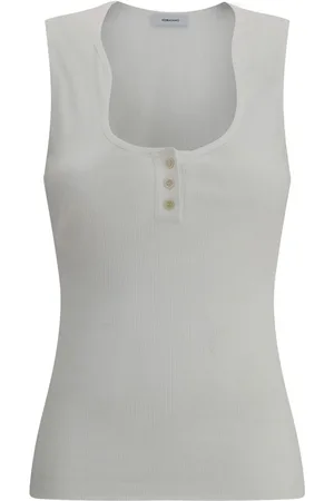 Salvatore Ferragamo Top, Dame, Hvid, M, Elegant Ribbet Tank Top