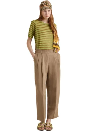 Maliparmi Bukser, Dame, Brun, 2XS, Linned, Brun Linnedbukser