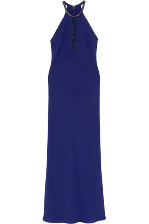 Max Mara Kjole, Dame, Blå, L, Polyester, Elegant Triacetat og Polyester Blanding