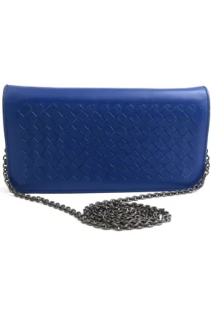 Bottega Veneta Pre-owned, Dame, Blå, ONE SIZE, Uld, Pre-owned Laeder punge