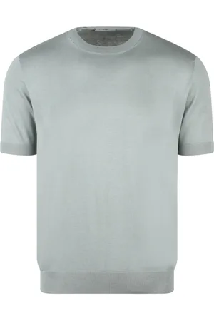 Paolo Pecora Top, Herre, Grøn, XL, Bomuld, Fin Bomuld Strik T-Shirt