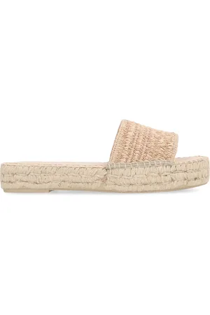 MANEBI Sko, Dame, , 36 EU, Læder, Raffia slides med rund tå