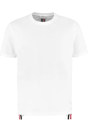 Thom Browne Top, Herre, Hvid, S, Bomuld, Bomulds-Piqué T-shirt med Asymmetrisk Kant