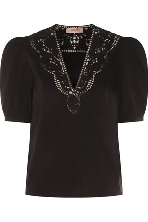 Twin-Set Top, Dame, Sort, 2XS, Uld, Stilfuld Sort Bluse til Moderne Kvinder