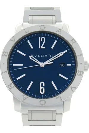 Bvlgari Pre-owned, Herre, Blå, ONE SIZE, Pre-owned Rustfrit stal watches