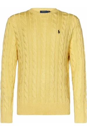 Ralph Lauren Strik, Herre, Gul, L, Bomuld, Gul Cable-Strikket Sweater