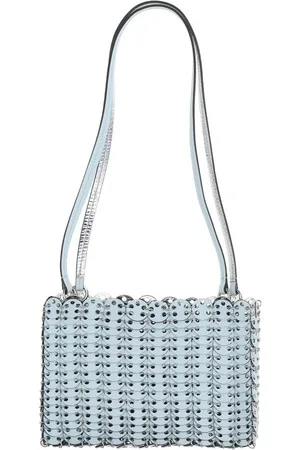Paco rabanne Taske, Dame, Blå, ONE SIZE, Uld, Vendbar skuldertaske med disk detalje