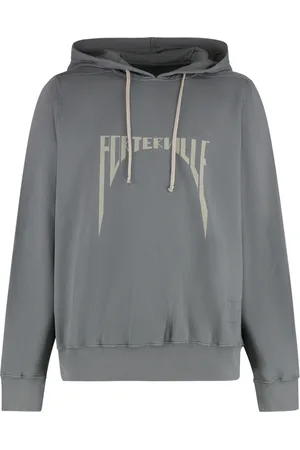 Rick Owens Sweathshirts & Hoodies, Herre, Grå, XS, Bomuld, Hættetrøje i bomuld med ribkanter