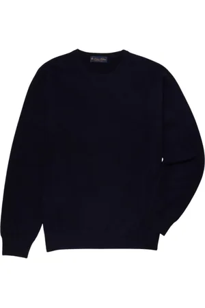Brooks Brothers Strik, Herre, Blå, M, Cashmere, Cashmere Crew-Neck Sweater