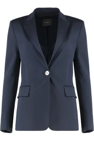 Pinko Jakke, Dame, Blå, M, Polyester, Elegant Single-breasted Jacket with Lapel Collar