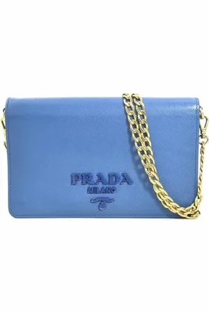 Prada Pre-owned, Dame, Blå, ONE SIZE, Uld, Pre-owned Laeder skuldertasker