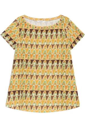 Maliparmi Top, Dame, Gul, XL, Geometrisk Mimosa T-shirt i Gul/Grøn/Brun