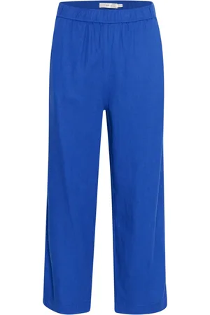 INWEAR Bukser, Dame, Blå, XL, Uld, Cropped Culotte Bukser i Græsk Blå