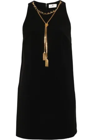 Elisabetta Franchi Kjole, Dame, Sort, S, Polyester, Elegant Nero Kjole Aw24