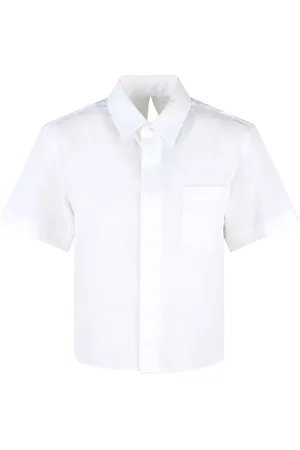 SACAI Bluser & Skjorter, Dame, Hvid, S, Bomuld, Plisseret Poplin Skjorte med Åben Ryg