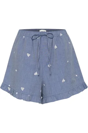 Soaked in Luxury Shorts, Dame, Blå, S, Denim, Blå Denim Shorts med elastisk talje