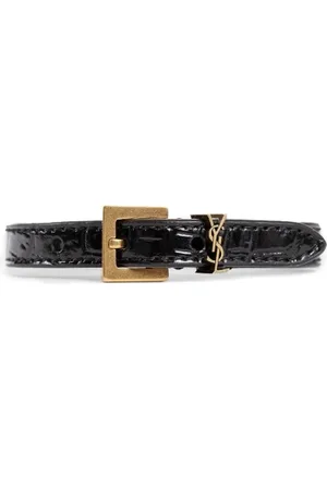Saint Laurent Tilbehør, Dame, Sort, L, Læder, Sort Croco Læderarmbånd Tilbehør