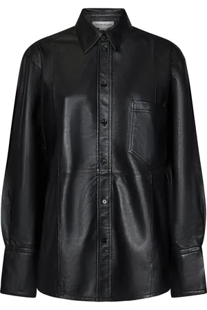 Victoria Beckham Bluser & Skjorter, Dame, Sort, XS, Læder, Sort Oversized Skjorte i Læder