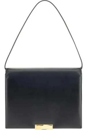 Jil Sander Taske, Dame, Sort, ONE SIZE, Uld, Guld Logo Skuldertaske med Bløde Gussets