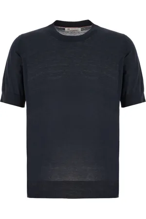 Brunello Cucinelli Top, Herre, Blå, M, Uld, Stilfuldt Strikketøj Kollektion