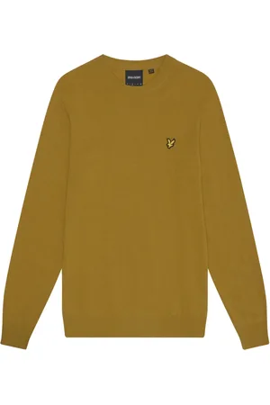 Lyle & Scott Strik, Herre, Gul, 2XL, Strik Lambswool Blandingsstof Rund Hals Pullover