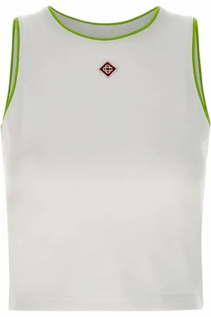 Casablanca Top, Dame, Hvid, M, Bomuld, Hvid Baby Tank Top med Lime Profiler