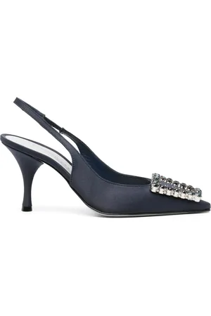 ROBERTO FESTA Sko, Dame, Blå, 40 EU, Satin, Marineblå Satin Slingback Pumps