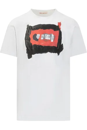 Marni Top, Herre, Hvid, XL, Bomuld, Hvid Logo Print Bomuld T-shirt