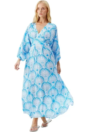 Melissa Odabash Kjole, Dame, Blå, L, Lotus Cecilia Maxi Kjole